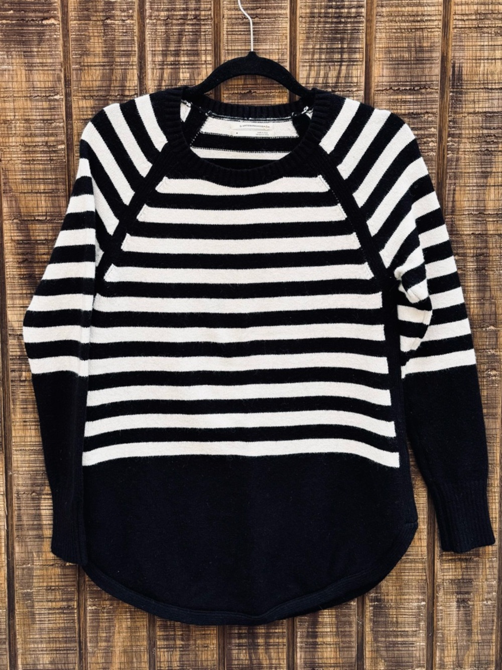 Anthropologie Rebekah Black And White Striped Tunic Sweater